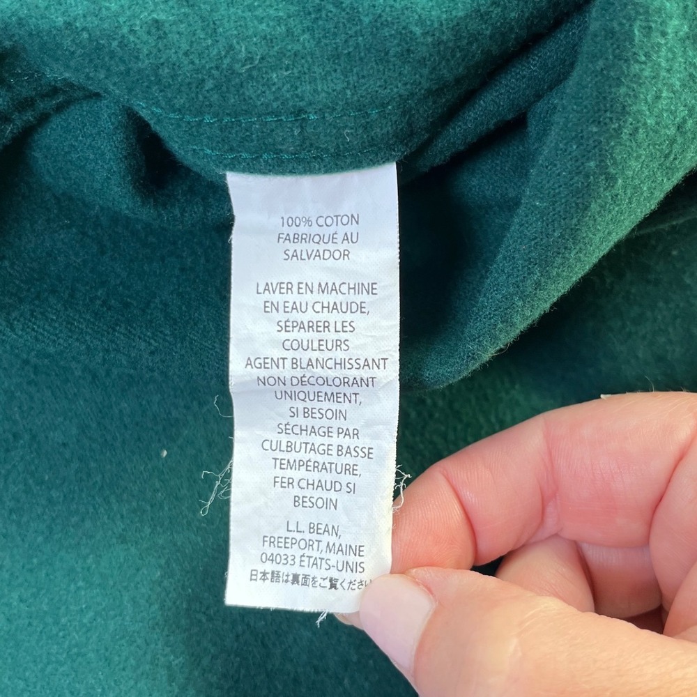 LL Bean, Eddie Bauer‎ Cotton Chamois Flannel L TALL Green Grey Cabincore Staple - Picture 9 of 14